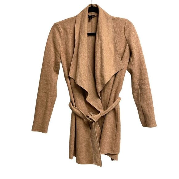 JACOB Vintage Wool Waterfall Wrap Cardigan Sweater Camel S - Picture 3 of 12